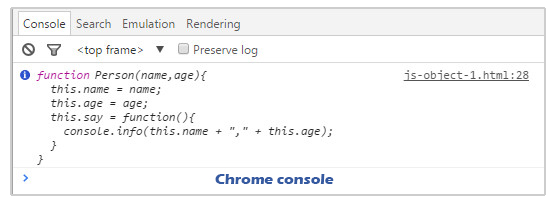 chrome控制台显示javascript对象的构造函数