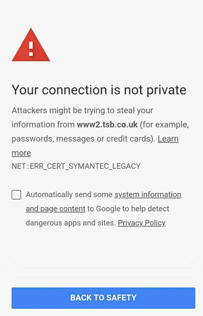 今日起Chrome访问非登记SSL证书的HTTPS网站将全屏警告